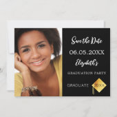 Zwart wit Graduation Party Save The Date (Voorkant)