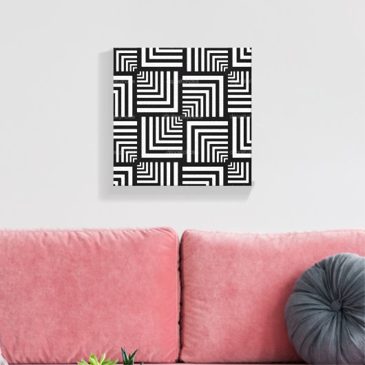 Zwart, wit, grafisch omhuld Canvas kunst (Insitu (Woonkamer))
