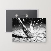 Zwart-wit grafische stijl kwast verfspat button (Voorkant / Achterkant)