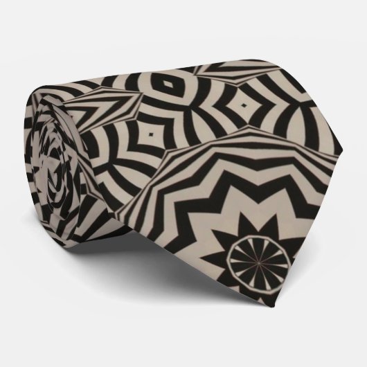 Zwart Wit Graphic Art Deco Patroon Stropdas stropd (Opgerold)