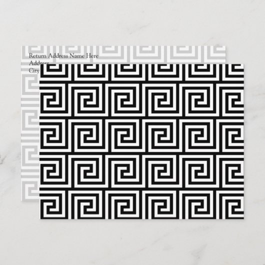 Zwart-wit Graphic Grieks Key Pattern Briefkaart (Voorkant / Achterkant)