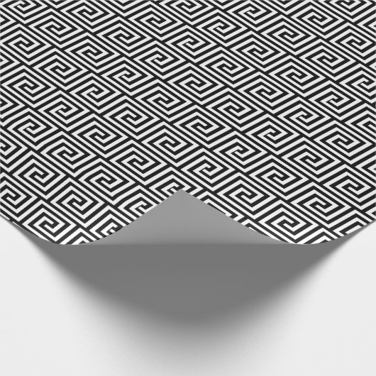 Zwart-wit Graphic Grieks Key Pattern Cadeaupapier (Hoek)