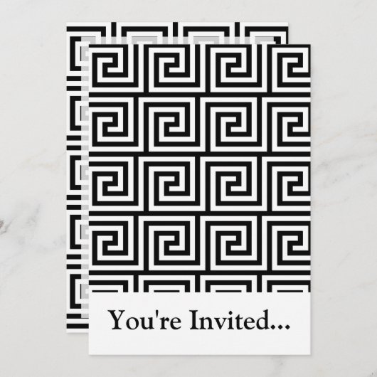 Zwart-wit Graphic Grieks Key Pattern Kaart (Voorkant / Achterkant)