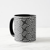 Zwart-wit Graphic Grieks Key Pattern Mok (Voorkant links)