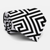 Zwart-wit Graphic Grieks Key Pattern Stropdas (Opgerold)
