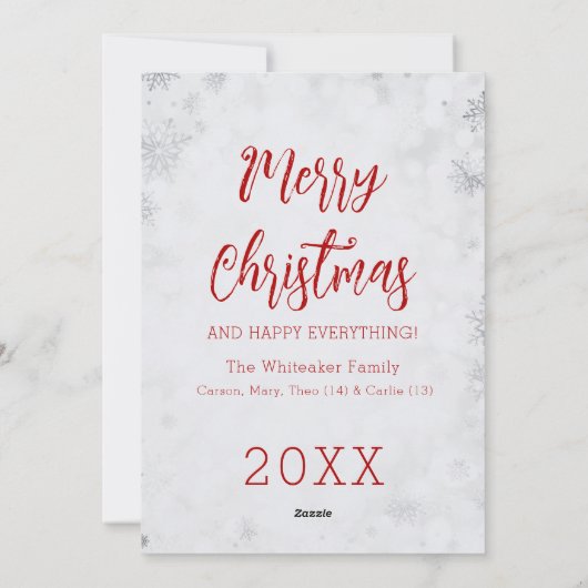 Zwart-wit Grappig Schattige Familie Kinder Kerst Feestdagenkaart (Achterkant)