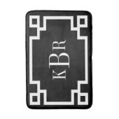 Zwart-wit Grieks Key Custom Monogram Badmat (Voorkant Verticaal)