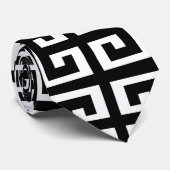 Zwart Wit Grieks Key mannen stropdas stropdas (Opgerold)