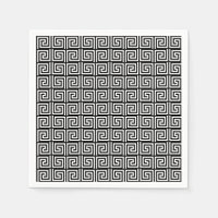 Zwart-wit Grieks sleutel ontwerp papier servet