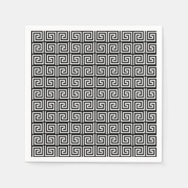 Zwart-wit Grieks sleutel ontwerp papier servet