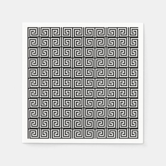Zwart-wit Grieks sleutel ontwerp papier servet (Voorkant)