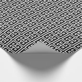 Zwart-wit Grieks sleutelpatroon Cadeaupapier (Hoek)