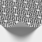Zwart-wit - Grieks sleutelpatroon Cadeaupapier (Hoek)