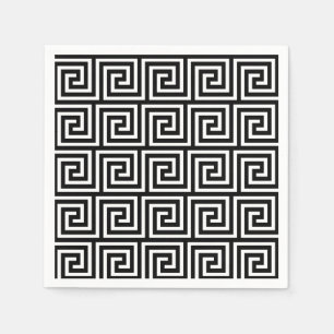 Zwart-wit Grieks sleutelpatroon Servetten