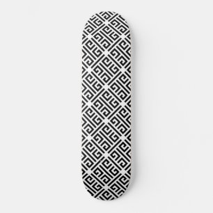 Zwart-wit - Grieks sleutelpatroon Skateboard