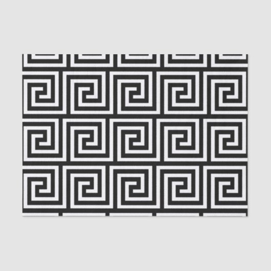 Zwart-wit Grieks sleutelpatroon Tissuepapier (Voorkant)