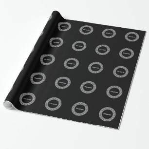 Zwart Wit Grieks Zeer belangrijk Rand Lijst Initia Cadeaupapier