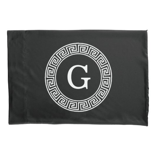 Zwart Wit Grieks Zeer belangrijk Rand Lijst Initia Kussensloop (Voorkant)