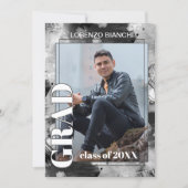 Zwart wit grijs Abstract Afstuderen Aankondiging (Voorkant)