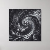 Zwart Wit Grijs Abstract Modern Eenvoudige Swirl Canvas Afdruk (Voorkant)