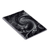 Zwart Wit Grijs Abstract Modern Eenvoudige Swirl Notitieboek (Rechterzijde)