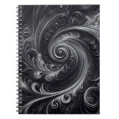 Zwart Wit Grijs Abstract Modern Eenvoudige Swirl Notitieboek (Voorkant)