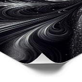 Zwart Wit Grijs Abstract Modern Eenvoudige Swirl Perfect Poster (Hoek)