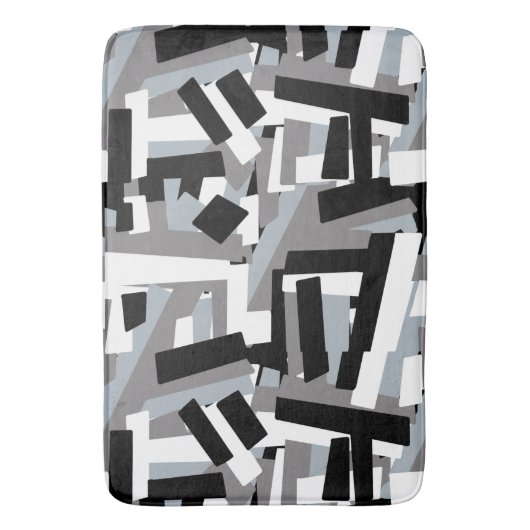 Zwart Wit Grijs Abstracte Geometrische Patches Badmat (Voorkant Verticaal)