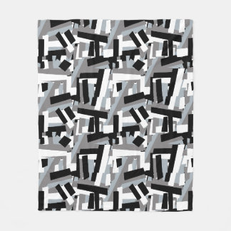 Zwart wit grijs abstracte geometrische patches fleece deken