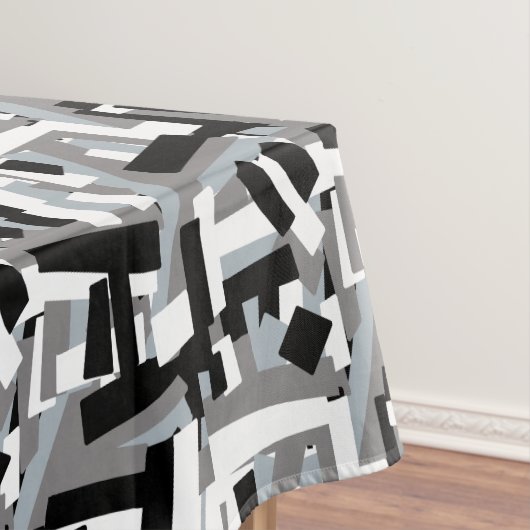Zwart Wit Grijs Abstracte Geometrische Patches Tafelkleed (Voorbeeld)