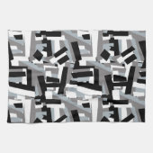 Zwart Wit Grijs Abstracte Geometrische Patches Theedoek (Horizontaal)