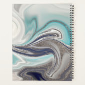 Zwart wit grijs Aqua Monogram Abstract Planner (Achterkant)