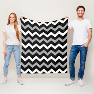 Zwart Wit & Grijs Chevron Print Patroon Fleece Deken