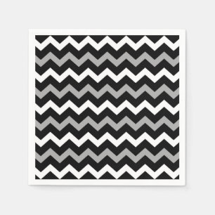Zwart Wit & Grijs Chevron Print Patroon Servet