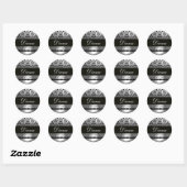 ZWART WIT GRIJS DAMASK RONDE STICKER (Vel)