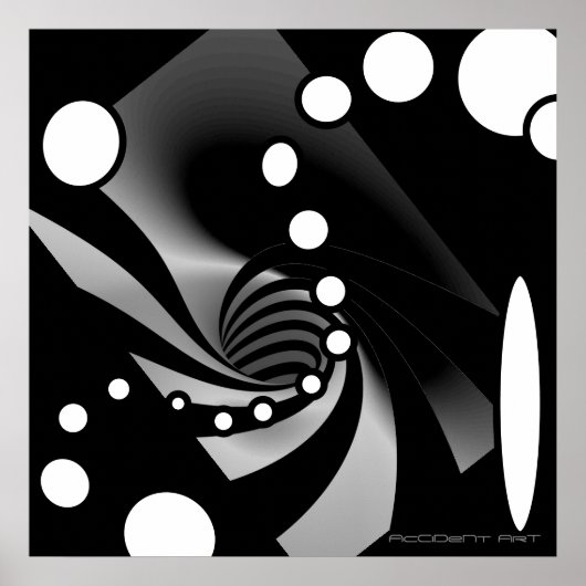 Zwart wit grijs Geometrisch Abstract Ontwerp Poster (Voorkant)