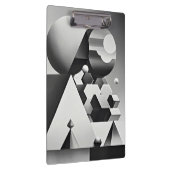 Zwart wit grijs geometrische vormen klembord (Rechts)