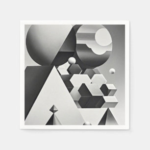 Zwart wit grijs geometrische vormen servet