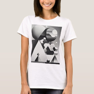 Zwart wit grijs geometrische vormen t-shirt