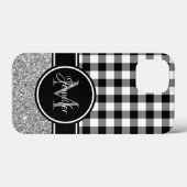 Zwart wit grijs Glitter Buffalo Speld Monogram Case-Mate iPhone Case (Achterkant (horizontaal))