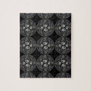 Zwart wit grijs gotische schedels legpuzzel