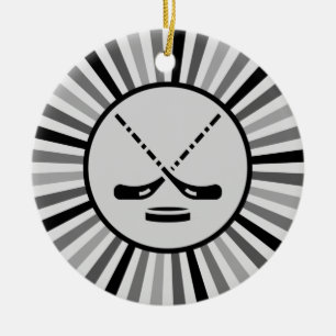 Zwart Wit & Grijs Hockey Speler Coach Gift Trendy Keramisch Ornament