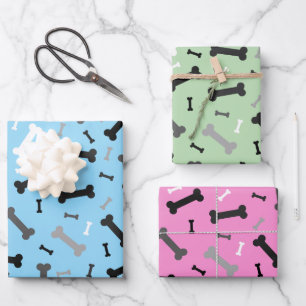 Zwart Wit Grijs Hond Botten Design Inpakpapier Vel