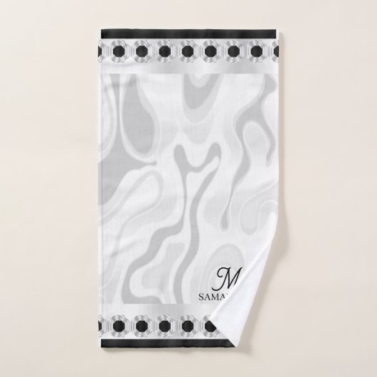 Zwart, wit grijs marmer-effect Minimale geometrisc Bad Handdoek (Handdoek)