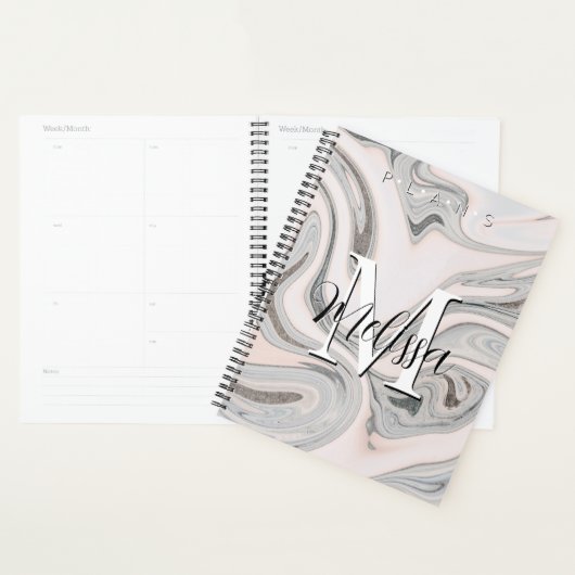 Zwart wit grijs modern monogram Abstract kanton Planner (Display)