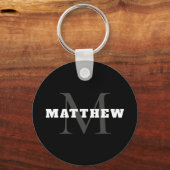 Zwart wit grijs monogram naam minimaal sleutelhanger (Voorkant)