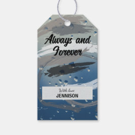 Zwart, Wit & Grijs Penseelstreek Altijd en Voor Al Cadeaulabel