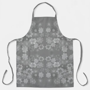 Zwart Wit Grijs Retro Bloem Waterverf Patroon Schort