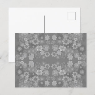 Zwart Wit Grijs Retro Bloemen Waterverf Patroon Briefkaart