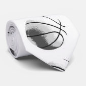 Zwart Wit Grijs Trendy Pop Art Basketbal Stropdas (Opgerold)